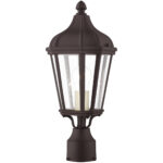 1 Light Bronze Outdoor Post Top Lantern with Clear Glass Shade-Lighting LumensLantern