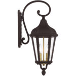 9 inch 2 Light Bronze Outdoor Wall Lantern with Clear Glass Shade-Lighting LumensLantern