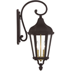 9 inch 2 Light Bronze Outdoor Wall Lantern with Clear Glass Shade-Lighting LumensLantern