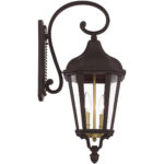 9 inch 2 Light Bronze Outdoor Wall Lantern with Clear Glass Shade-Lighting LumensLantern