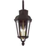 9 inch 2 Light Bronze Outdoor Wall Lantern with Clear Glass Shade-Lighting LumensLantern