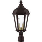 2 Light Bronze Outdoor Post Top Lantern with Clear Glass Shade-Lighting LumensLantern