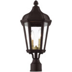 2 Light Bronze Outdoor Post Top Lantern with Clear Glass Shade-Lighting LumensLantern