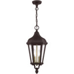 2 Light Bronze Outdoor Pendant Lantern with Clear Glass Shade-Lighting LumensLantern