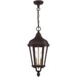 2 Light Bronze Outdoor Pendant Lantern with Clear Glass Shade-Lighting LumensLantern