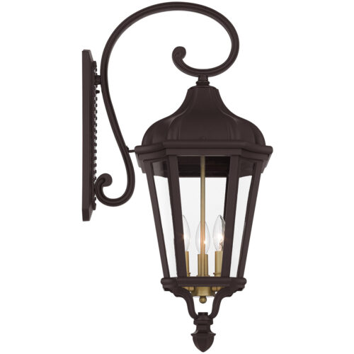 11 inch 3 Light Bronze Outdoor Wall Lantern with Clear Glass Shade-Lighting LumensLantern