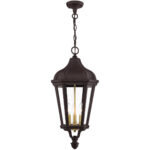 3 Light Bronze Outdoor Pendant Lantern with Clear Glass Shade-Lighting LumensLantern