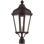 3 Light Bronze Outdoor Post Top Lantern with Clear Glass Shade-Lighting LumensLantern