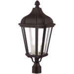 3 Light Bronze Outdoor Post Top Lantern with Clear Glass Shade-Lighting LumensLantern