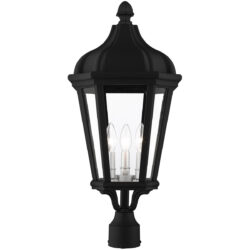 3 Light TBK Outdoor Post Top Lantern with Clear Glass Shade-Lighting LumensLantern