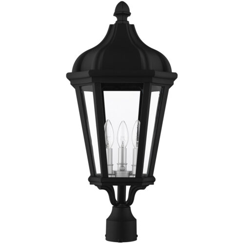 3 Light TBK Outdoor Post Top Lantern with Clear Glass Shade-Lighting LumensLantern