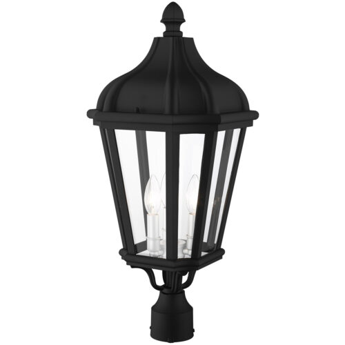 3 Light TBK Outdoor Post Top Lantern with Clear Glass Shade-Lighting LumensLantern