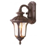 7.25 inch 1 Light Imperial Bronze Outdoor Wall Lantern Pendant Lighting Fixture with Amber Water Glass Shade-Lighting LumensLantern