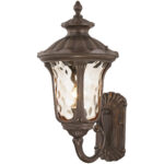 9.5 inch 1 Light Imperial Bronze Outdoor Wall Lantern Pendant Lighting Fixture with Amber Water Glass Shade-Lighting LumensLantern