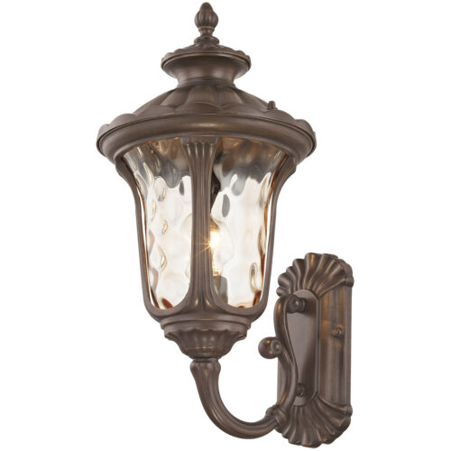 9.5 inch 1 Light Imperial Bronze Outdoor Wall Lantern Pendant Lighting Fixture with Amber Water Glass Shade-Lighting LumensLantern