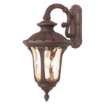 9.5 inch 1 Light Imperial Bronze Outdoor Wall Lantern Pendant Lighting Fixture with Amber Water Glass Shade-Lighting LumensLantern