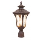 1 Light Imperial Bronze Outdoor Post Lantern Pendant Lighting Fixture with Amber Water Glass Shade-Lighting LumensLantern