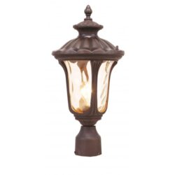 1 Light Imperial Bronze Outdoor Post Lantern Pendant Lighting Fixture with Amber Water Glass Shade-Lighting LumensLantern