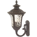 11 inch 3 Light Imperial Bronze Outdoor Wall Lantern Pendant Lighting Fixture with Amber Water Glass Shade-Lighting LumensLantern