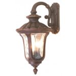 11 inch 3 Light Imperial Bronze Outdoor Wall Lantern Pendant Lighting Fixture with Amber Water Glass Shade-Lighting LumensLantern