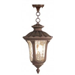 3 Light Imperial Bronze Chain Lantern Pendant Lighting Fixture with Amber Water Glass Shade-Lighting LumensLantern