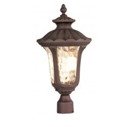 3 Light Imperial Bronze Outdoor Post Lantern Pendant Lighting Fixture with Amber Water Glass Shade-Lighting LumensLantern