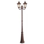 2 Light Imperial Bronze Outdoor 2 Head Post with Hand Blown Light Amber Water Glass Shade-Lighting LumensOutdoor Wall Lights