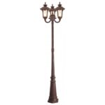 3 Light Imperial Bronze Outdoor 3 Head Post with Hand Blown Light Amber Water Glass Shade-Lighting LumensOutdoor Wall Lights