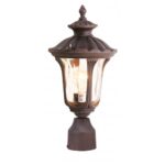 1 Light Imperial Bronze Outdoor Post Lantern Pendant Lighting Fixture with Amber Water Glass Shade-Lighting LumensLantern