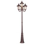 4 Light Imperial Bronze Outdoor 4 Head Post with Hand Blown Light Amber Water Glass Shade-Lighting LumensOutdoor Wall Lights