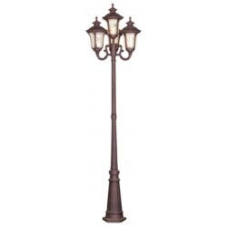 4 Light Imperial Bronze Outdoor 4 Head Post with Hand Blown Light Amber Water Glass Shade-Lighting LumensOutdoor Wall Lights