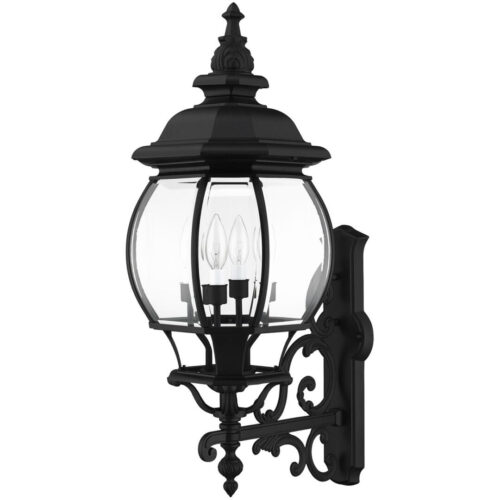 7701-14 4 Light Textured Black Outdoor Wall Lantern-Lighting LumensLantern