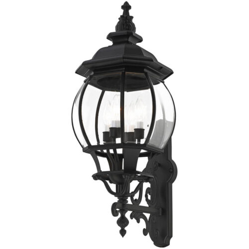 7701-14 4 Light Textured Black Outdoor Wall Lantern-Lighting LumensLantern