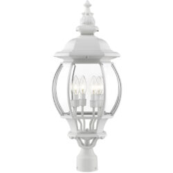 7703-13 4 Light Textured White Outdoor Post Top Lantern-Lighting LumensLantern