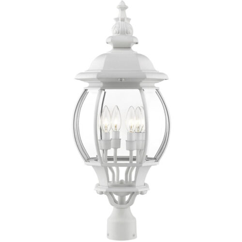 7703-13 4 Light Textured White Outdoor Post Top Lantern-Lighting LumensLantern