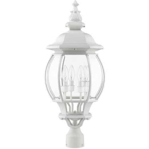 7703-13 4 Light Textured White Outdoor Post Top Lantern-Lighting LumensLantern