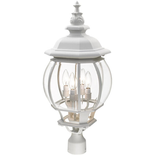 7703-13 4 Light Textured White Outdoor Post Top Lantern-Lighting LumensLantern