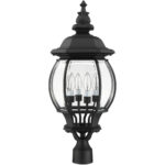 7703-14 4 Light Textured Black Outdoor Post Top Lantern-Lighting LumensLantern