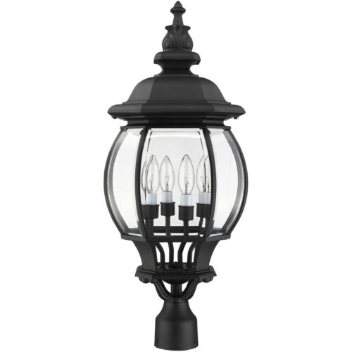 7703-14 4 Light Textured Black Outdoor Post Top Lantern-Lighting LumensLantern