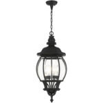 7705-14 4 Light Textured Black Outdoor Pendant Lantern-Lighting LumensLantern