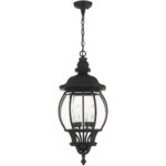 7705-14 4 Light Textured Black Outdoor Pendant Lantern-Lighting LumensLantern