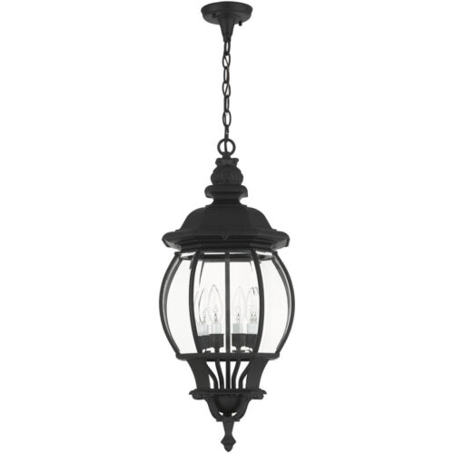 7705-14 4 Light Textured Black Outdoor Pendant Lantern-Lighting LumensLantern