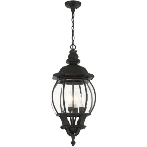 7705-14 4 Light Textured Black Outdoor Pendant Lantern-Lighting LumensLantern