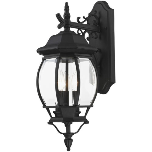 7707-14 3 Light Textured Black Outdoor Wall Lantern-Lighting LumensLantern