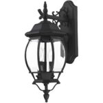 7707-14 3 Light Textured Black Outdoor Wall Lantern-Lighting LumensLantern