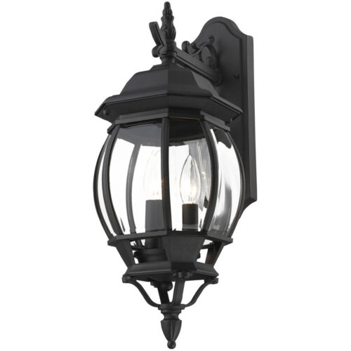 7707-14 3 Light Textured Black Outdoor Wall Lantern-Lighting LumensLantern