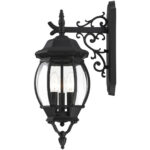 7707-14 3 Light Textured Black Outdoor Wall Lantern-Lighting LumensLantern