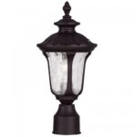 1 Light Bronze Outdoor Post Lantern Pendant Lighting Fixture with Clear Water Glass Shade-Lighting LumensLantern