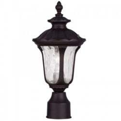 1 Light Bronze Outdoor Post Lantern Pendant Lighting Fixture with Clear Water Glass Shade-Lighting LumensLantern