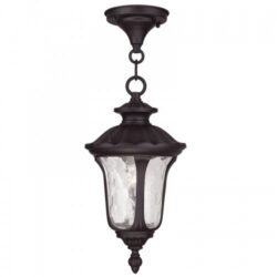 1 Light Bronze Chain Lantern Pendant Lighting Fixture with Clear Water Glass Shade-Lighting LumensLantern